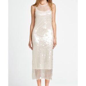Wayf Women's White X Chérie Madeleine Danse Sequin Sleeveless Midi Dress